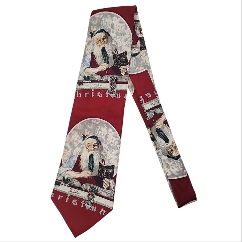 Norman Rockwell Saturday Evening Post Santa Claus Silk Tie Vintage 1993